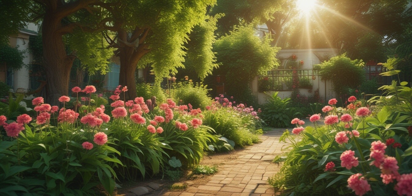 Summer garden filled with greenery